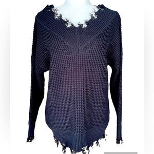 Zenana V Neck Waffle Weave Sweater Size XS